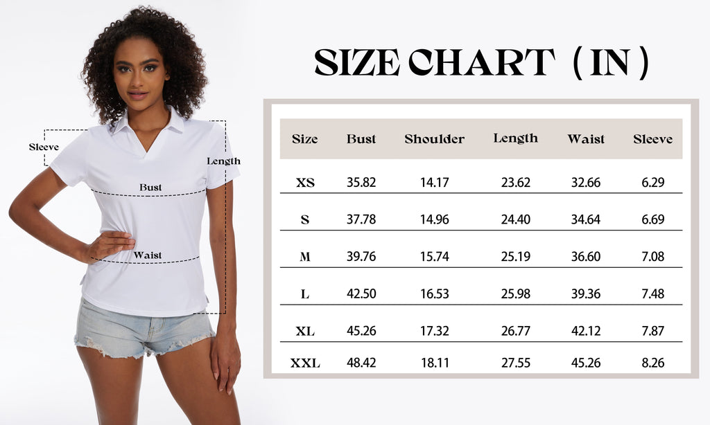 Tyhengta Women's Golf Polo Shirts Collared V Neck Short Sleeve UPF 50+ Quick Dry Tennis Shirt Dry Fit Moisture Wicking White L