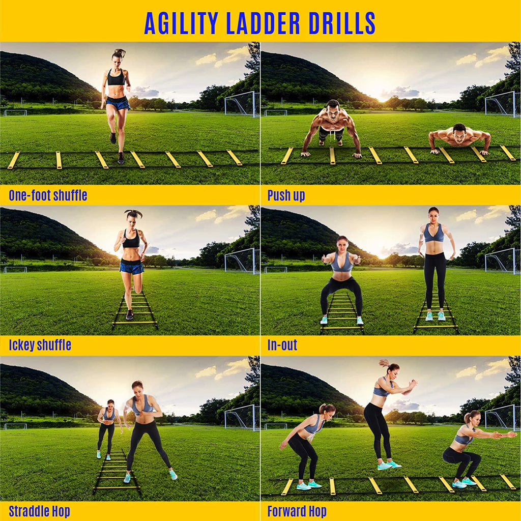 Yes4All Speed and Agility Training Ladder with Carry Bag - 12 Rung (Yellow)