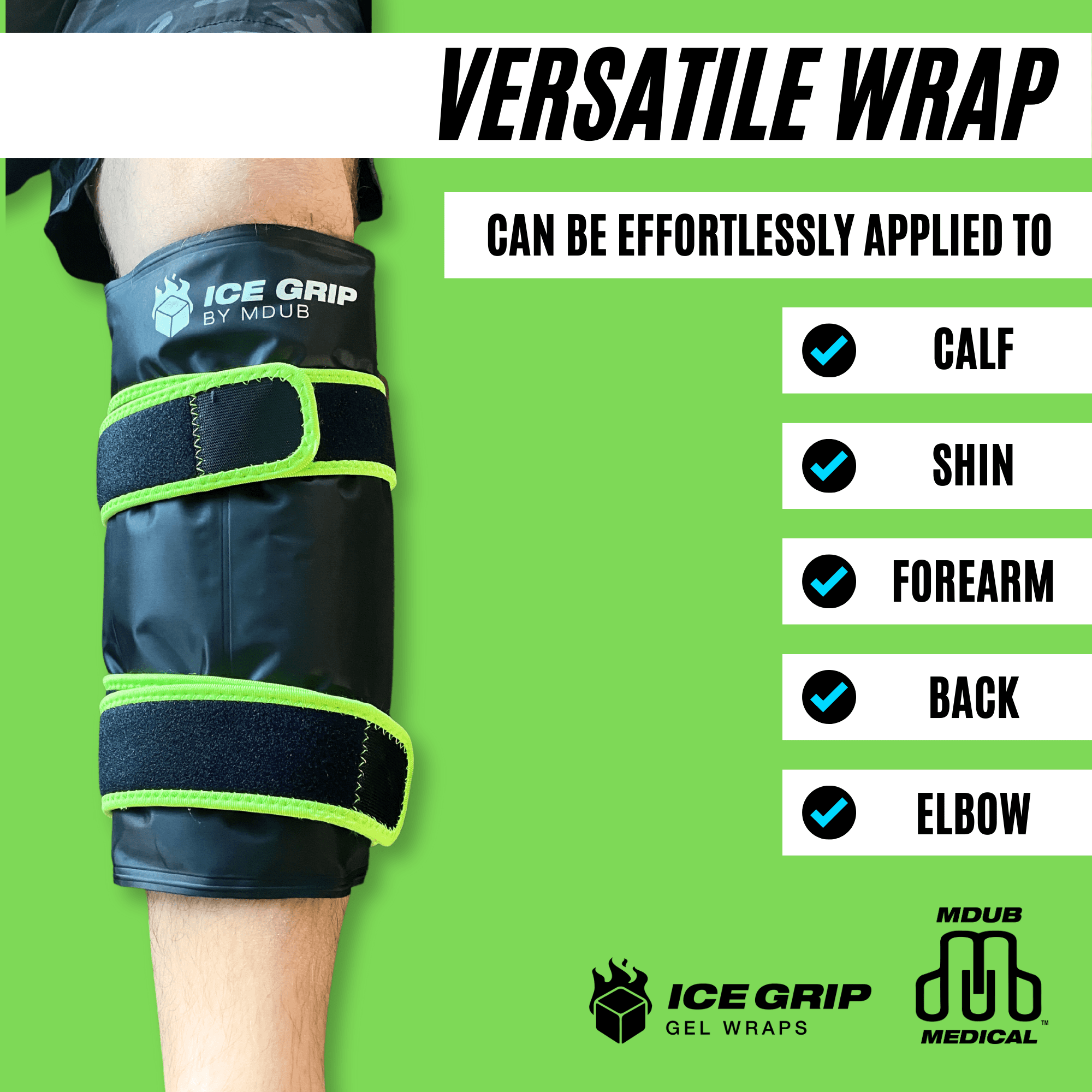 Ice Grip - Shin & Calf Ice Grip Wrap, Shin Brace, Calf Brace, Ankle Brace, Shin and Calf Support
