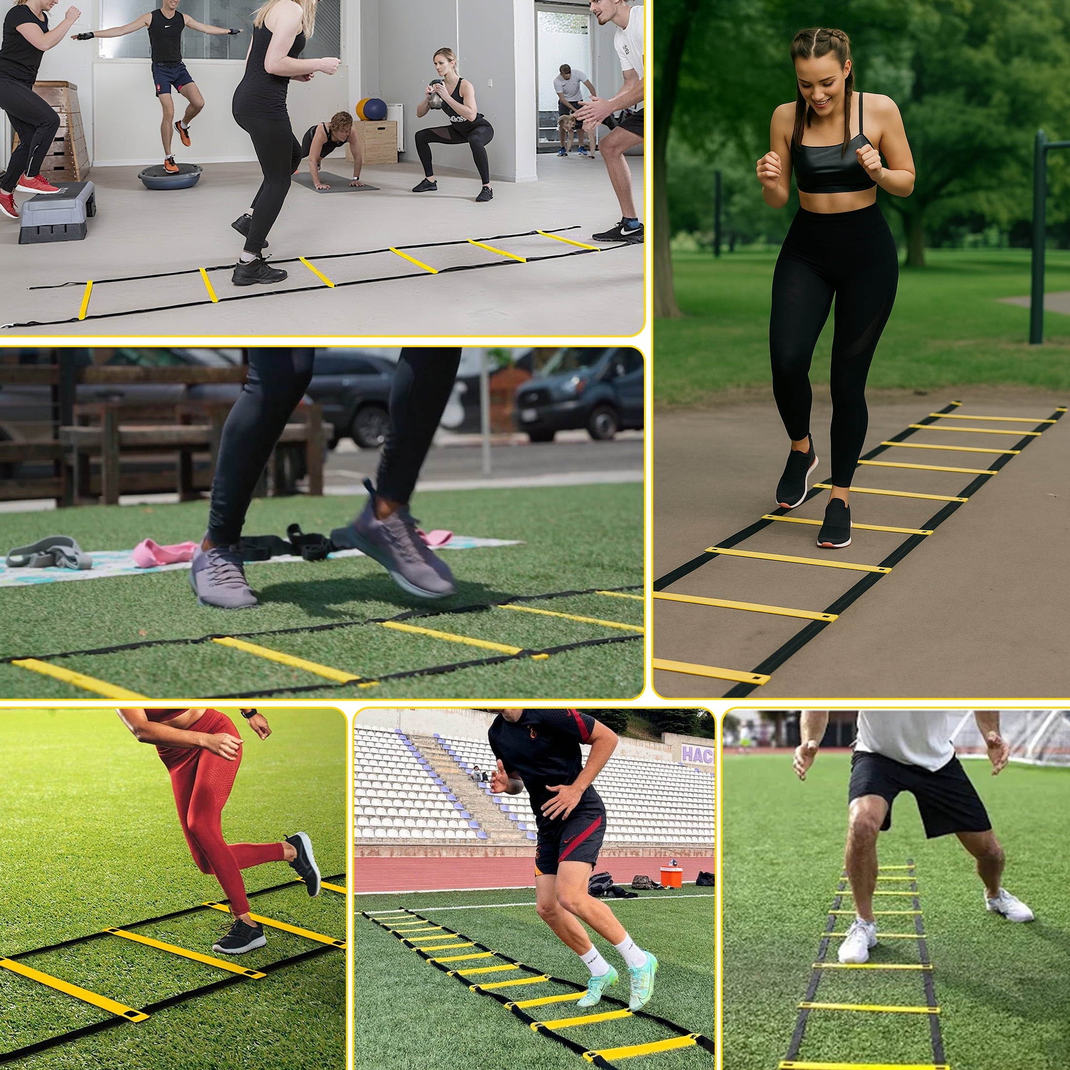 LANNEY Agility Ladder Speed Training Equipment, 12 Rungs 20ft Adjustable Speed Ladder for soccer, 12 Soccer Cones, 4 Stakes, Football Basketball Training Equipment with Carry Bag for Youth Adults