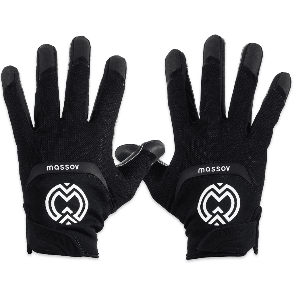 Massov EVO2 Youth Football Glove, Child Receiver Glove, Jet Black, Small