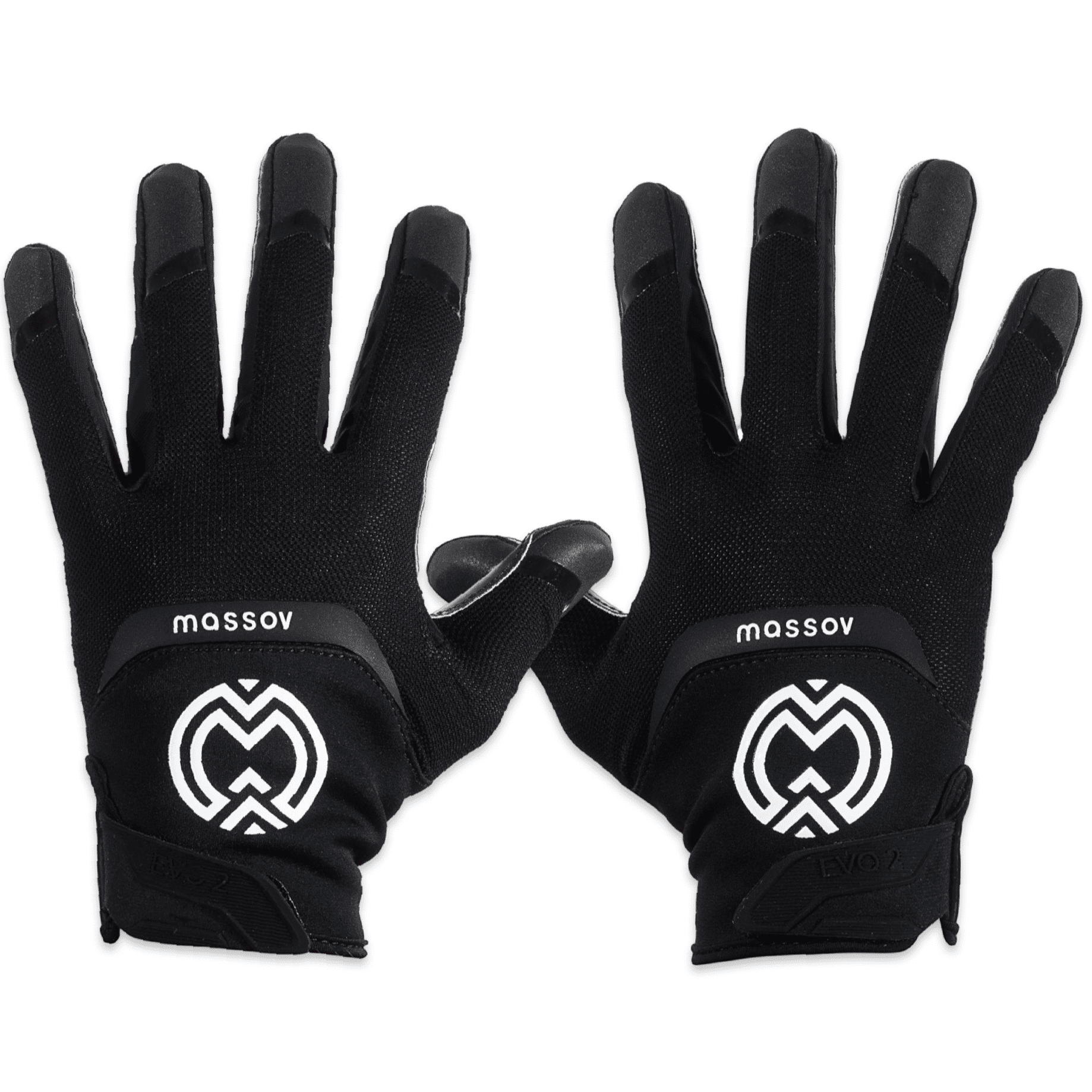 Massov EVO2 Youth Football Glove, Child Receiver Glove, Jet Black, Small