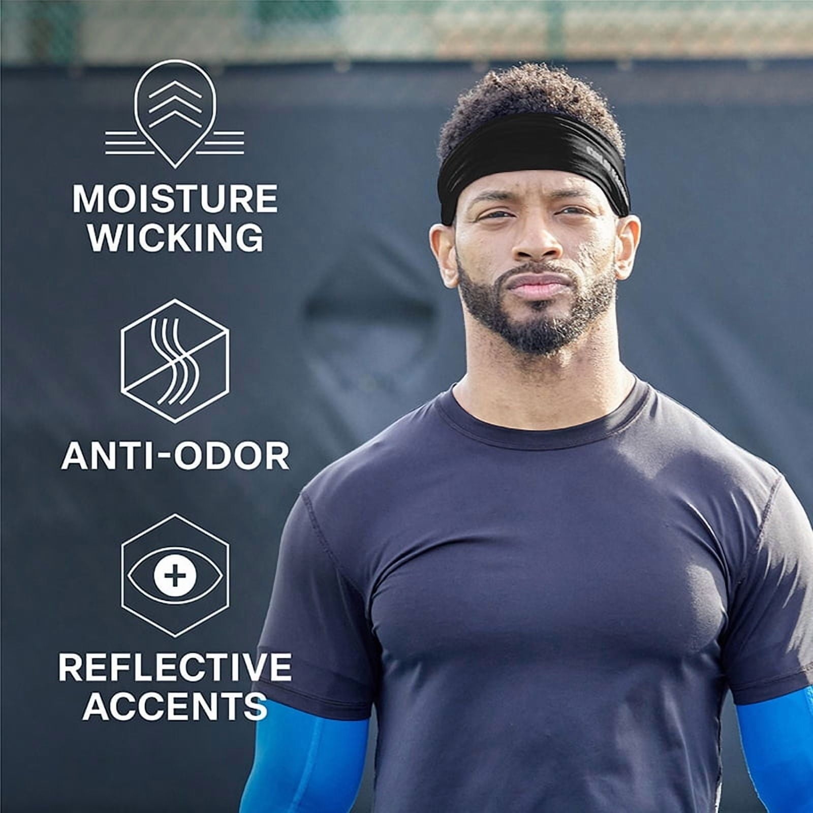 Cold Factor Instant Cooling Headband 3 Pack - Black, One Size, Sports Sweatbands – Quick-Dry, Sweat-Wicking, Lightweight for Running, Sports & Workouts