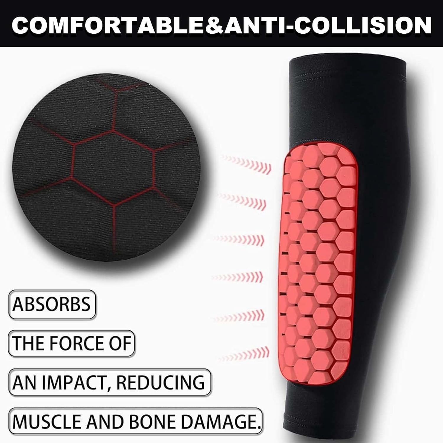 Shin Defender, Shin Guards Kids with Honeycomb Pads, 2 Pack Shindefender Shins Guards Soccer for Ski Youth Adult(White,XL(Adult))