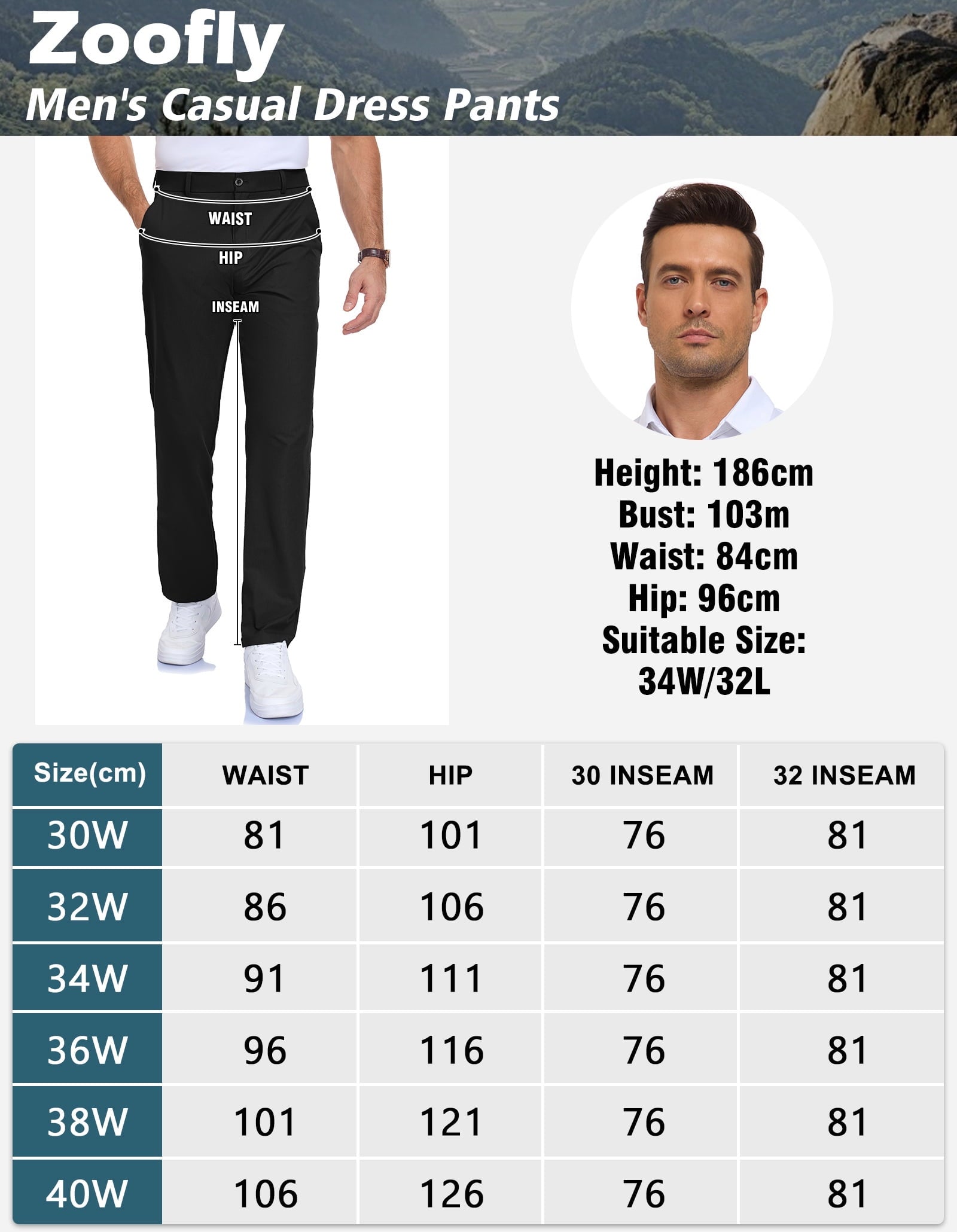 Lavenicole Mens Golf Pants Stretch Casual Dress Pants Elastic Waist Button Closure Lightweight with 4 Pockets Black