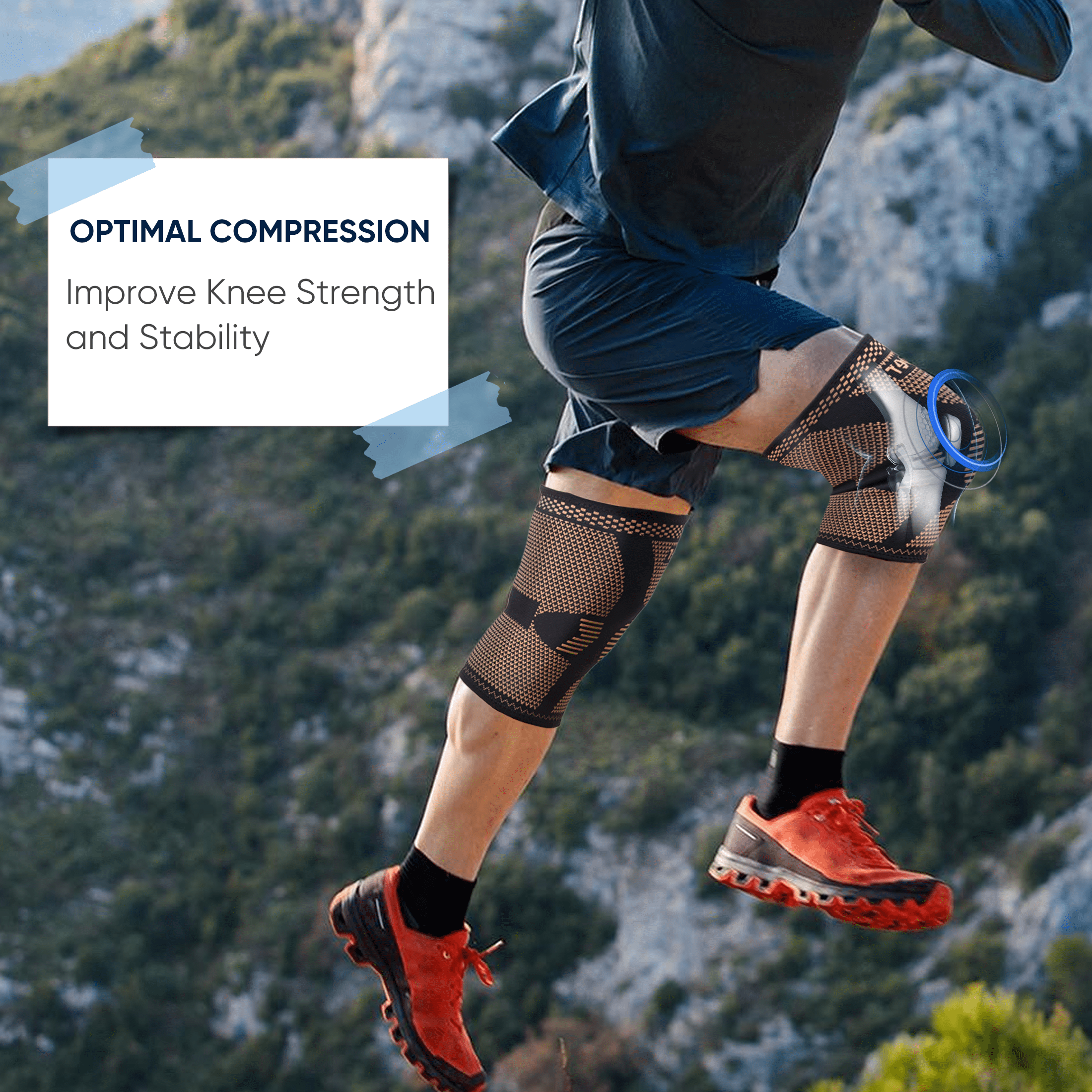 KHNYX Copper Knee Brace Support for Men and Women Compression Sleeve Knee Pads for Knee Pain, Sports, Workout, Arthritis, ACL, Joint Pain Relief