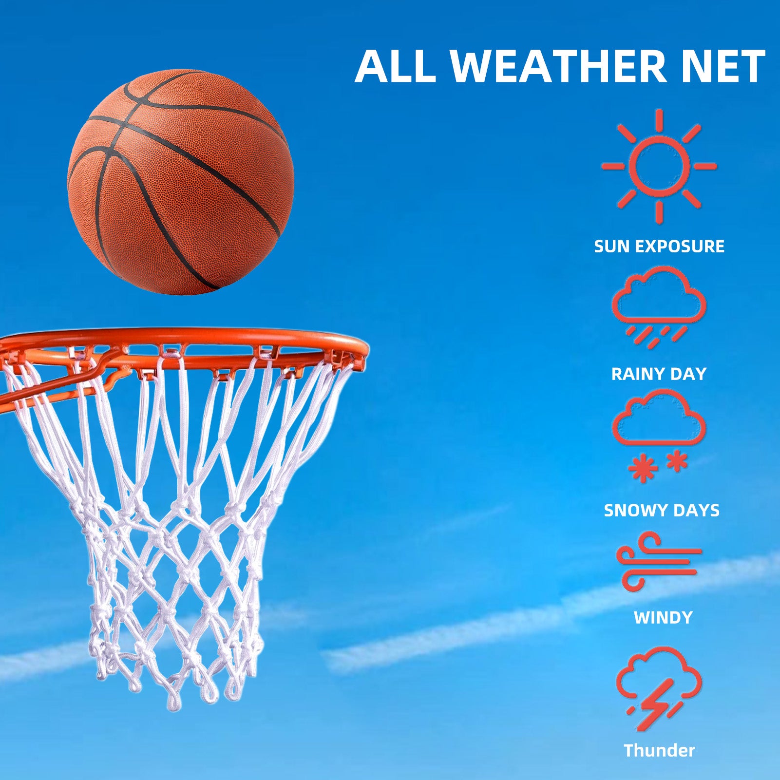cyrico 2 Pack Basketball Net Replacement, Outdoor Indoor Heavy Duty 12 Loops Anti Whip Hoop Nets