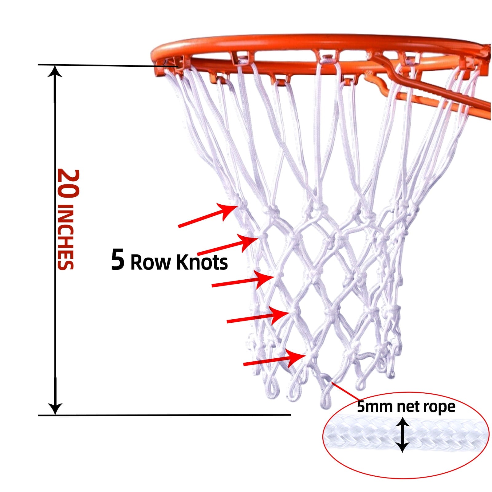 cyrico 2 Pack Basketball Net Replacement, Outdoor Indoor Heavy Duty 12 Loops Anti Whip Hoop Nets