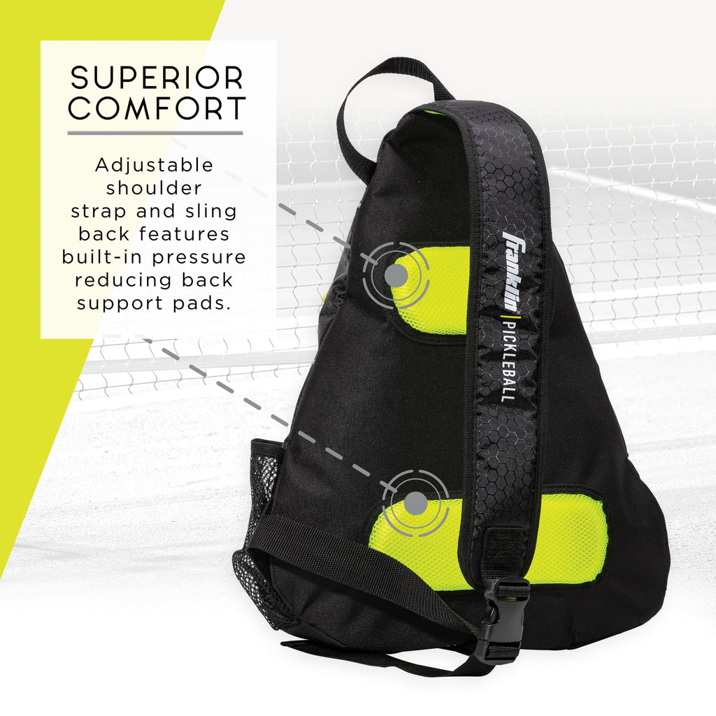 Franklin Sports Pickleball Sling Bag - Pickleball Equipment Backpack -Black