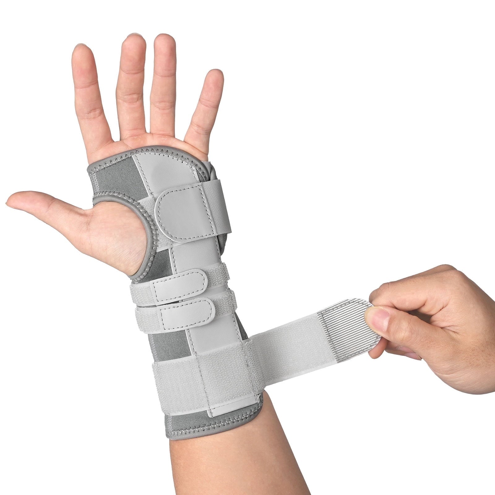 HLTHZONE Carpal Tunnel Wrist Brace for Work With Wrist Splint, Adjustable Wrist Stabilizer for Tendonitis & Arthritis, Left Hand For Women Men, All Day Wear - One Size/Gray