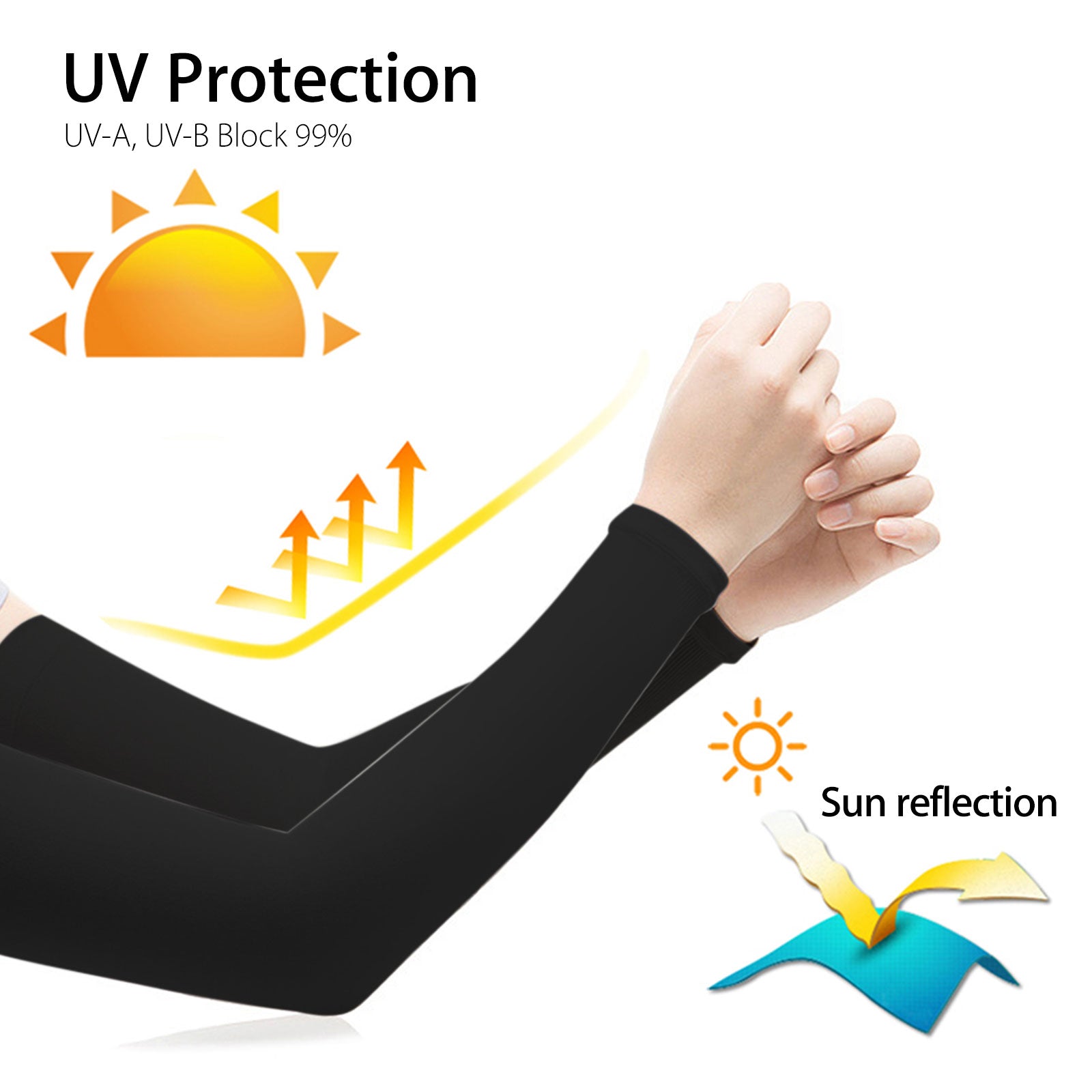 TiokMc 5 Pairs Cooling UV Protection Sun Sleeves, Long Arm Covers for Men & Women, Outdoor Sports Running Golf Cycling Basketball Fishing Driving