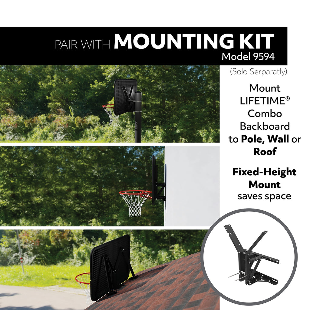 Lifetime Impact 44" Polyethylene Basketball Backboard and Rim Combo, (Model 90703)-Outdoor Play, 1 per pack