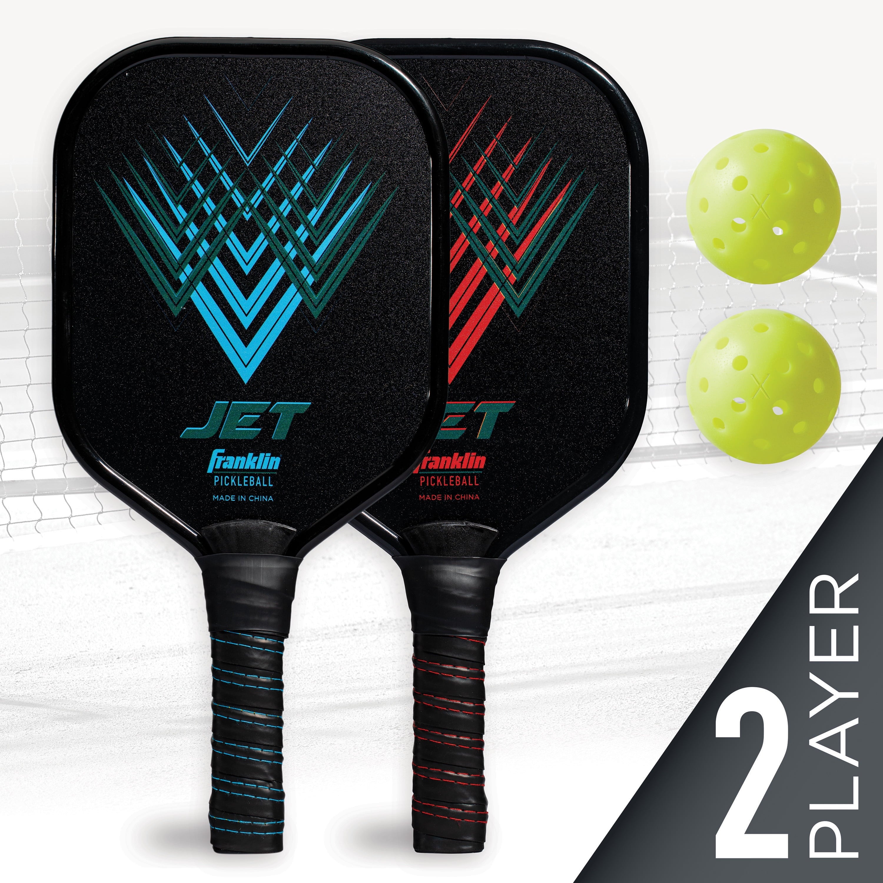 Franklin Sports 2 Player Pickleball Paddles + Balls - Aluminum Starter Set