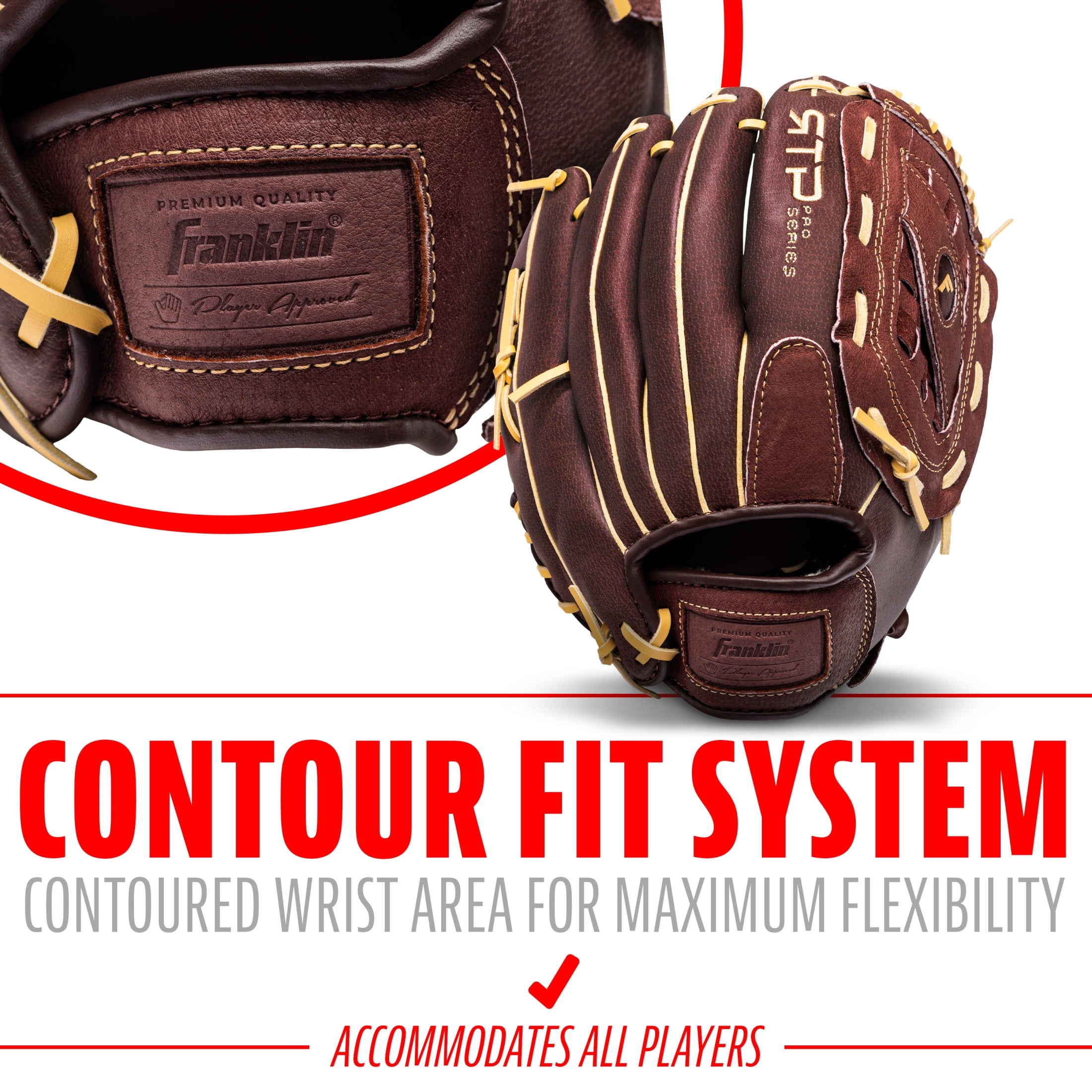 Franklin Sports RTP Pro Baseball Glove - Adult + Youth Fielding Mitt - 12.5" Righty - Brown
