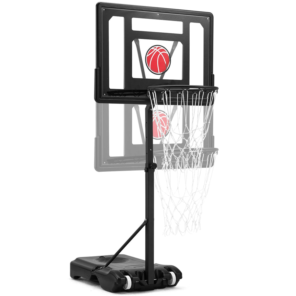 Danrelax 3.1-4.1FT Adjustable Pool Basketball Hoop, 32"x23" Backboard, Portable, Black