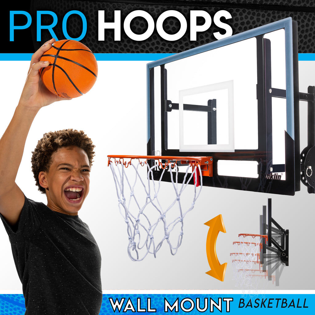Franklin Sports Wall Mounted Mini Basketball Hoop Shatter Resistant Backboard Adjustable Height