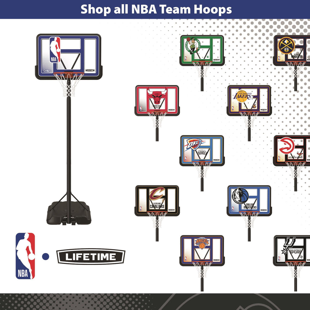 Lifetime NBA League 44" Portable Basketball Hoop with Wheels - 7.5 to 10 Ft Adjustable Height