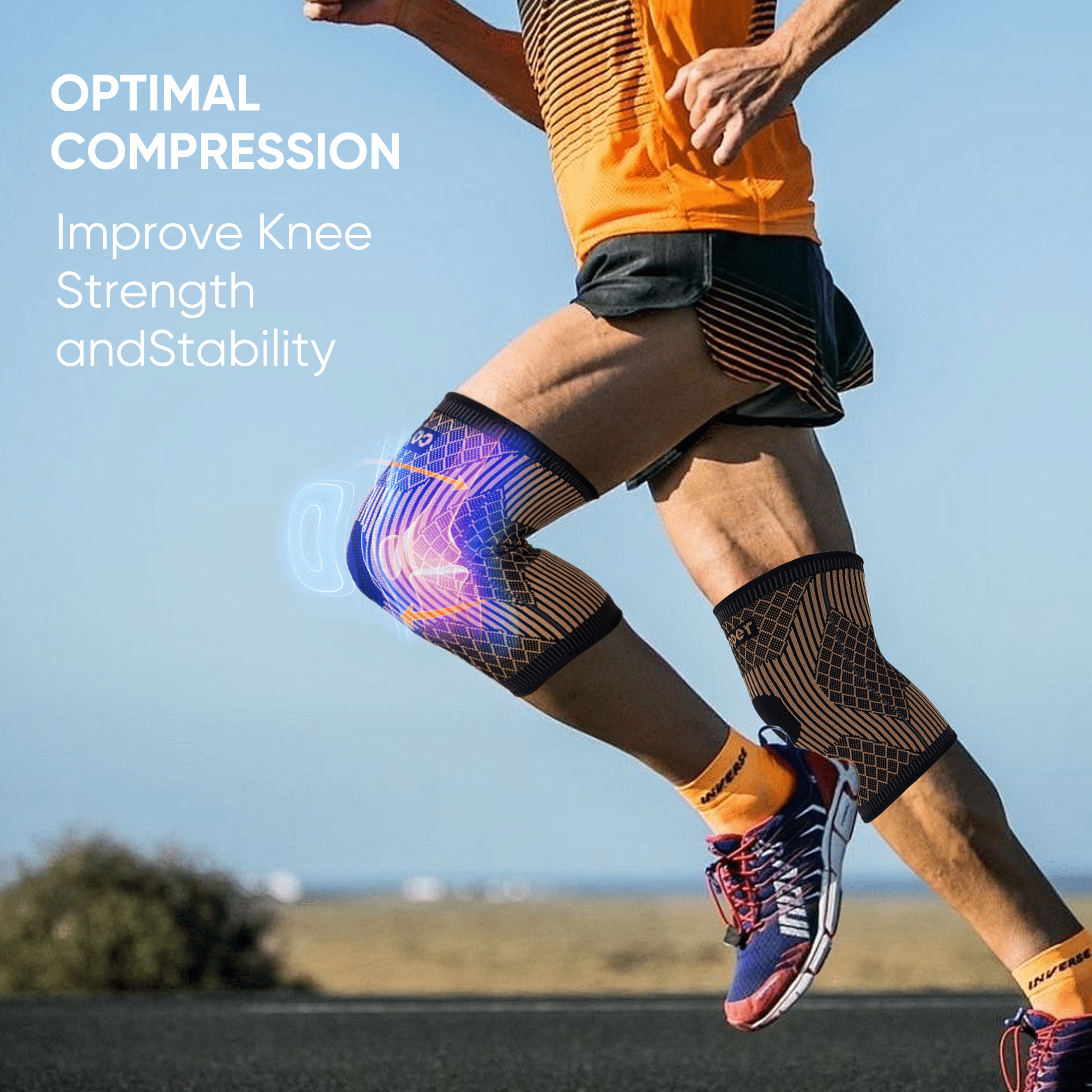 KHNYX Copper Knee Brace and Support Compression Sleeve Breathable Pad for Running, Arthritis, Meniscus Tear, Sports, Joint Pain, L