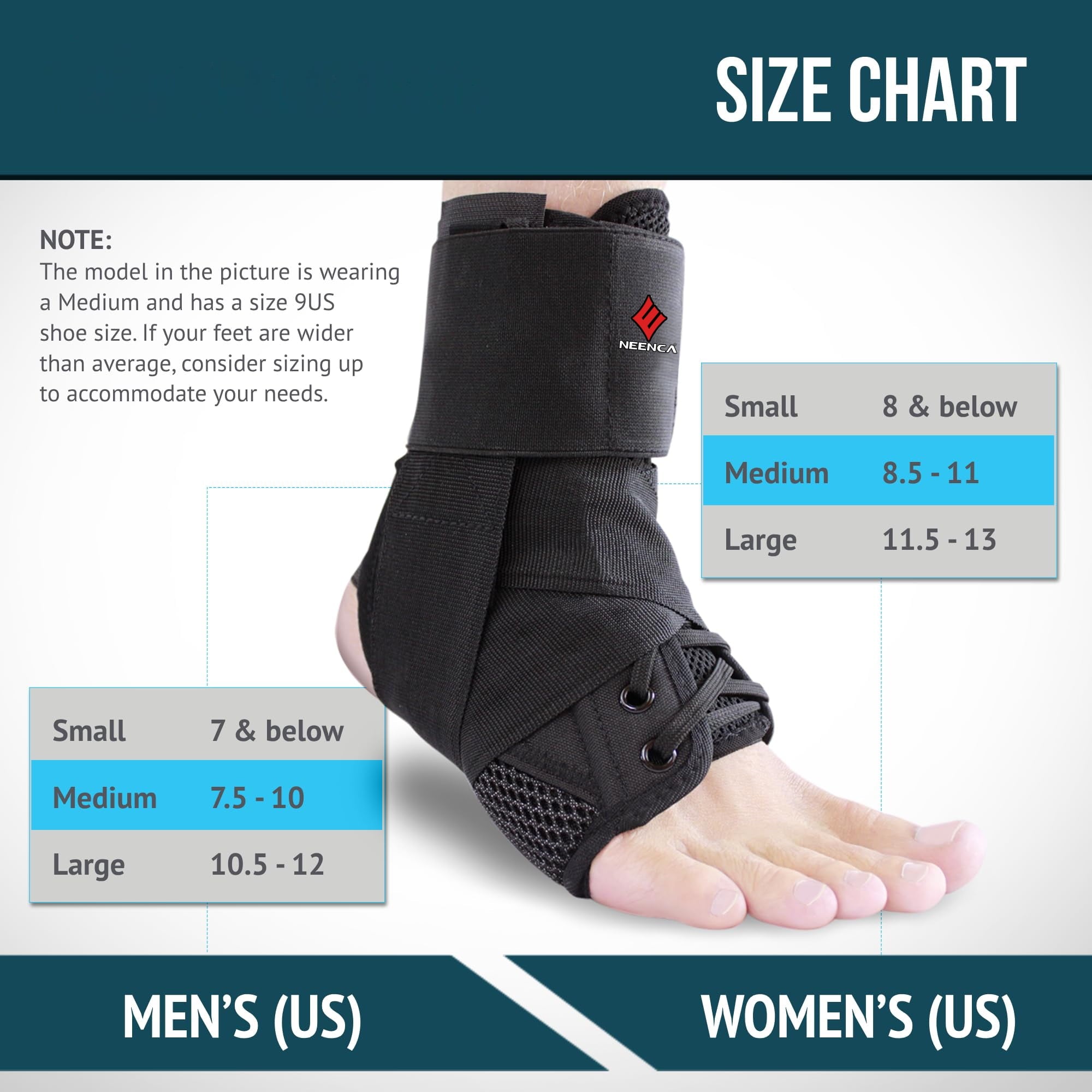 NEENCA Ankle Brace, Lace Up Adjustable Support – for Running, Basketball, Injury Recovery, Sprain! Ankle Wrap for Men, Women, and Children (Large)