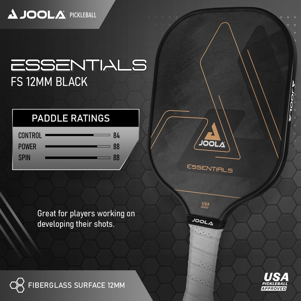 JOOLA Essentials Pickleball Paddle, Fiberglass, USAPA Approved, Black