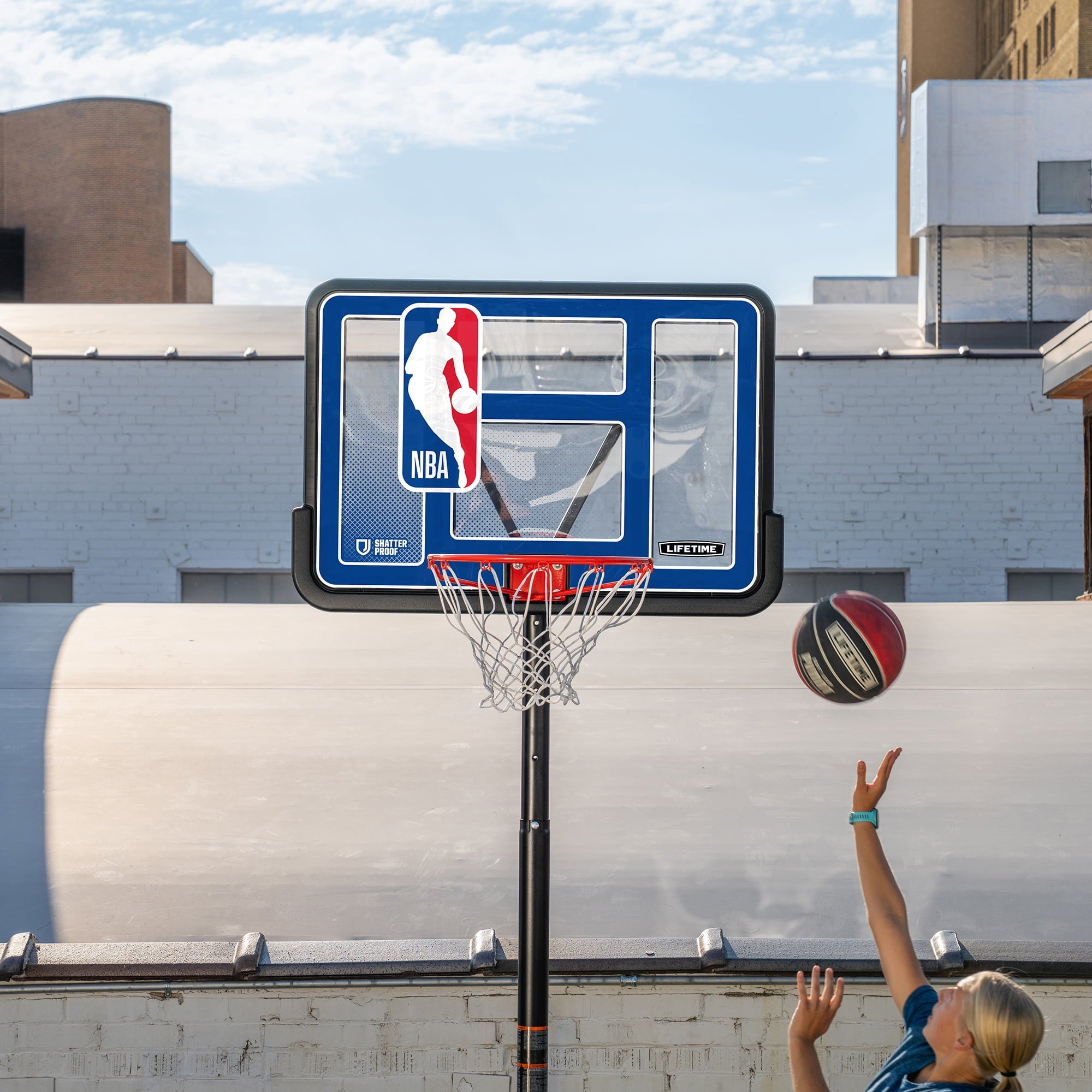 Lifetime NBA League 44" Portable Basketball Hoop with Wheels - 7.5 to 10 Ft Adjustable Height