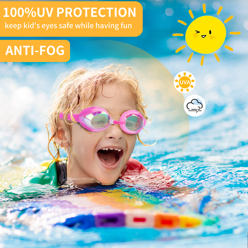 Cshidworld Kids Swim Goggles Clear Anti-Fog Swimming Sport Goggles 2 Pack
