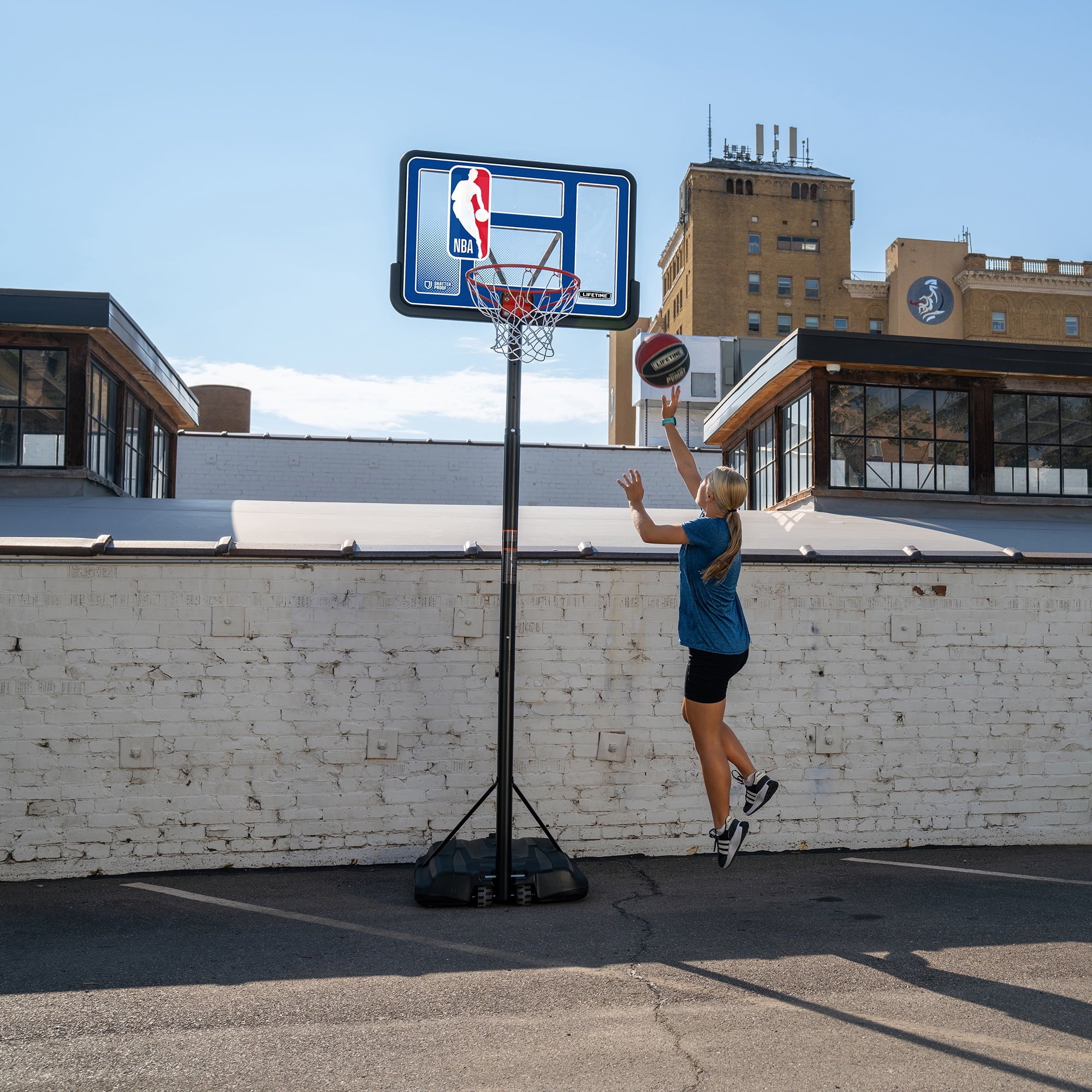 Lifetime NBA League 44" Portable Basketball Hoop with Wheels - 7.5 to 10 Ft Adjustable Height