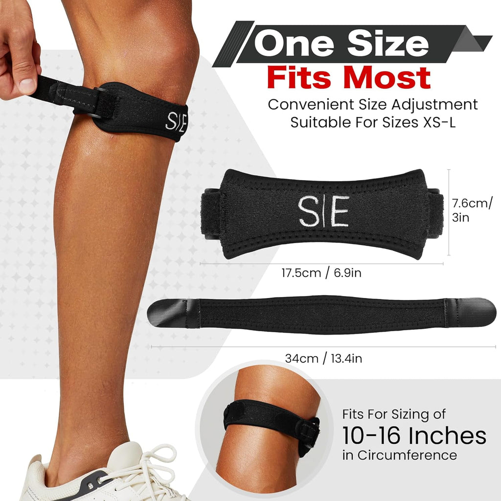 Special Essentials Patellar Tendon Adjustable Pain Relieving Knee Support Strap  Knee Brace, One Size, 2 Pack