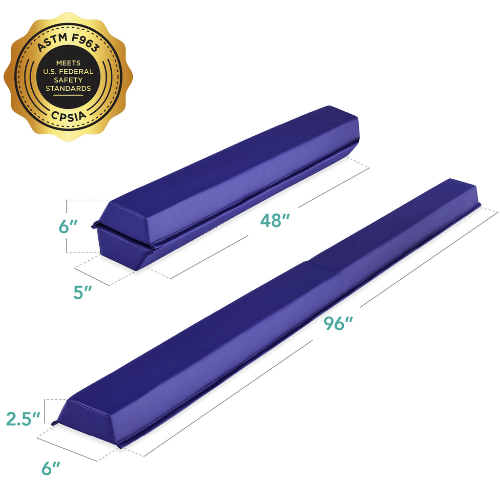 Best Choice Products 8ft Folding Floor Balance Beam 2-Panel for Gymnastics Practice, Exercise  Royal Blue