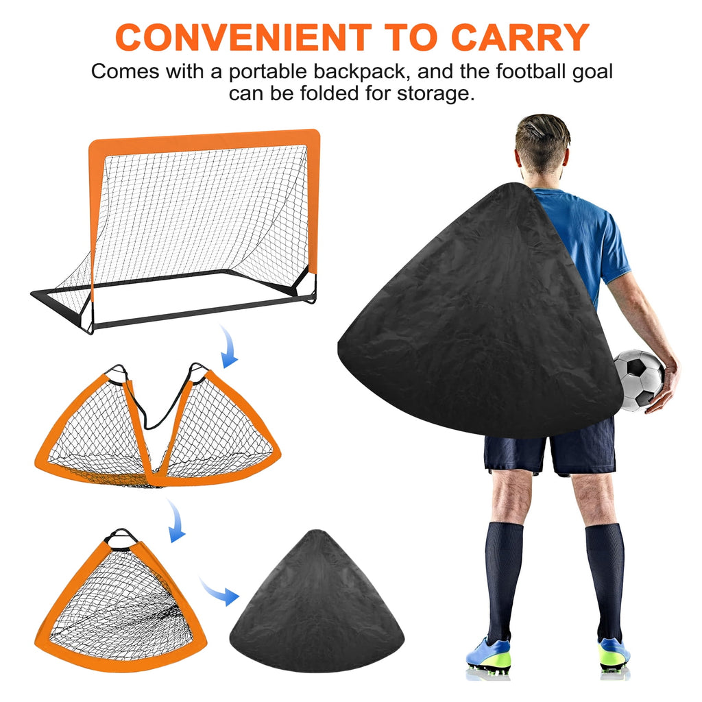 4 x 3FT Kid Soccer Goals for Backyard, Portable Pop Up Soccer Goal Training Equipment with Soccer Ball and 10 Cones,Indoor and Outdoor Soccer Nets for Kids Youth Toddler Sports Games