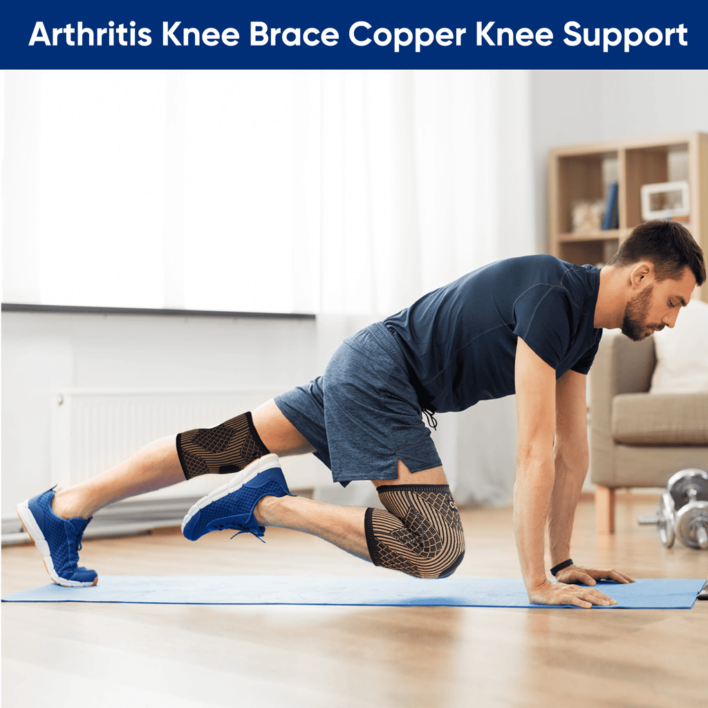 KHNYX Copper Knee Brace and Support Compression Sleeve Breathable Pad for Running, Arthritis, Meniscus Tear, Sports, Joint Pain, L