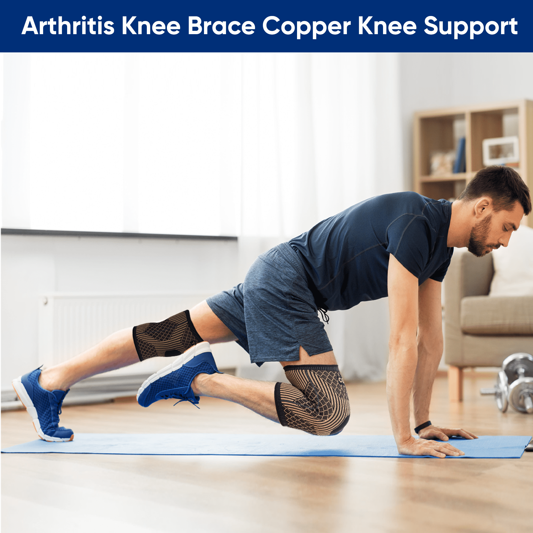 KHNYX Copper Knee Brace and Support Compression Sleeve Breathable Pad for Running, Arthritis, Meniscus Tear, Sports, Joint Pain, L
