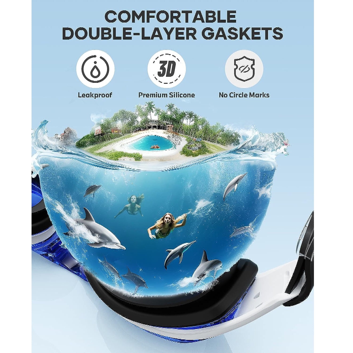 Gowinsee Swim Goggles, Comfortable Polarized Anti-Fog Swimming Goggles for Adult