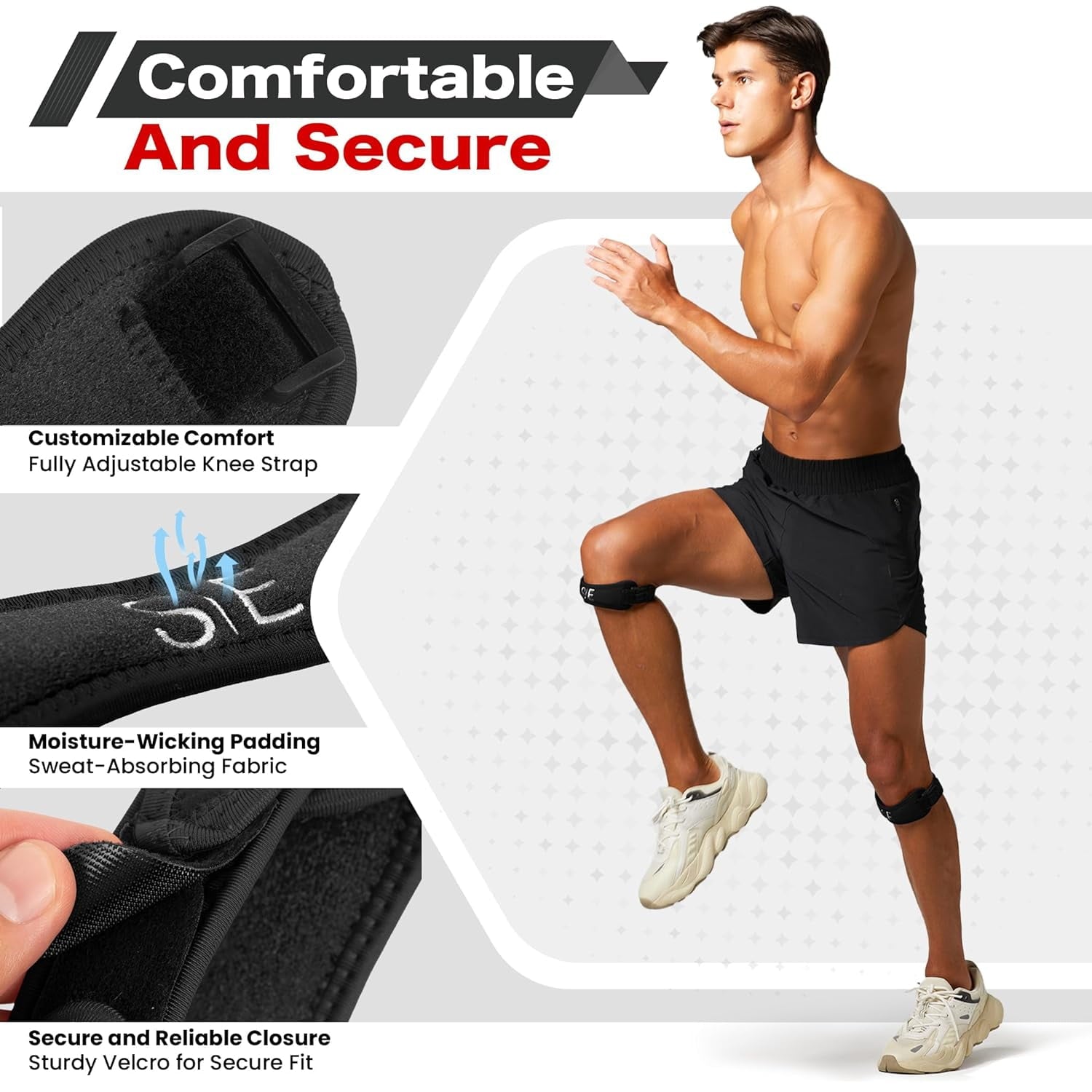 Special Essentials Patellar Tendon Adjustable Pain Relieving Knee Support Strap  Knee Brace, One Size, 2 Pack