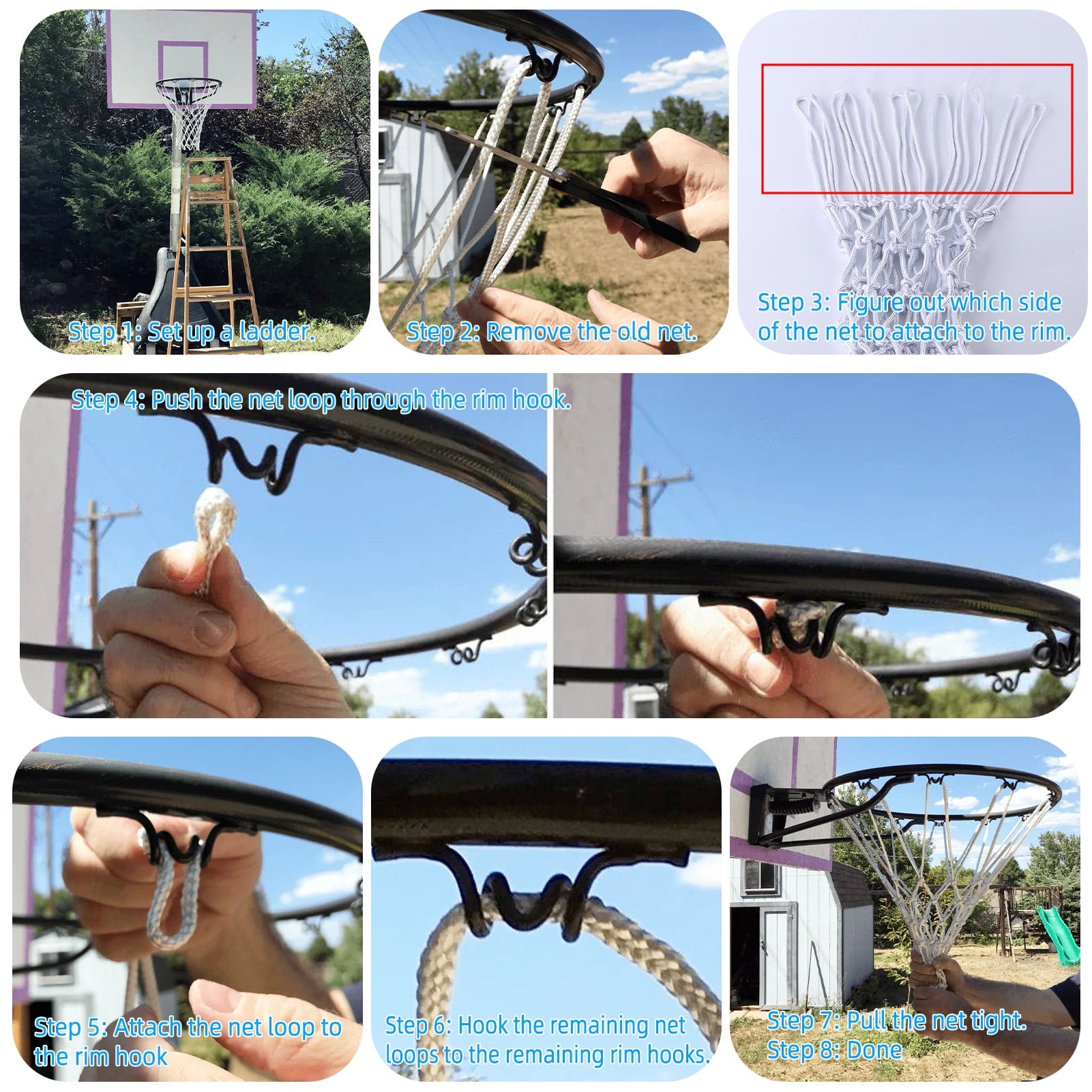 cyrico 2 Pack Basketball Net Replacement, Outdoor Indoor Heavy Duty 12 Loops Anti Whip Hoop Nets
