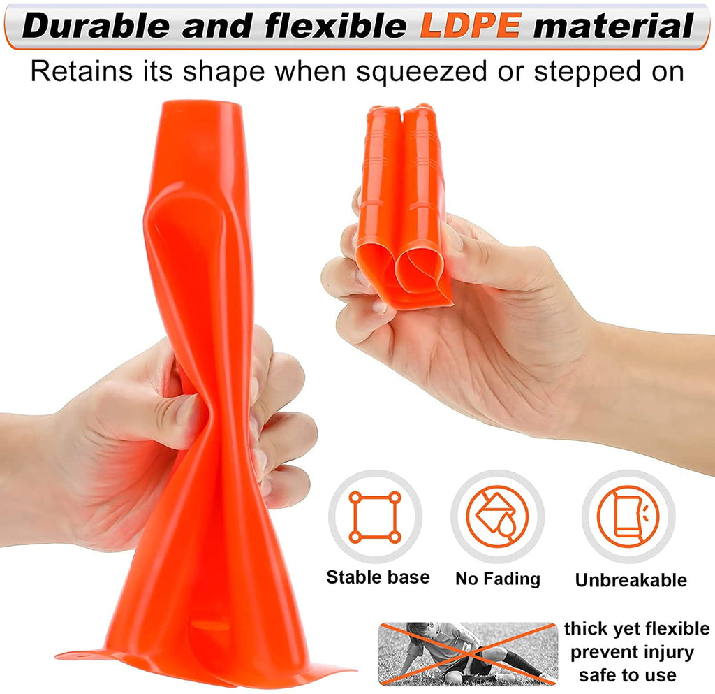 LANNEY 9'' Cones Sports, 24 Pack Soccer Football Basketball Plastic Orange Cone