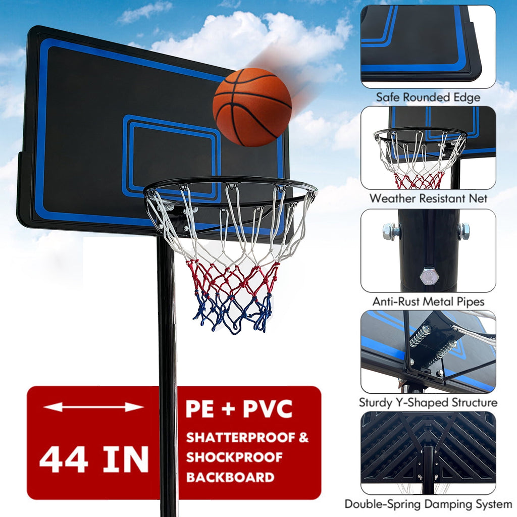 SUGIFT 7.5 ft - 10 ft 44 in Weatherproof Portable Basketball Systems