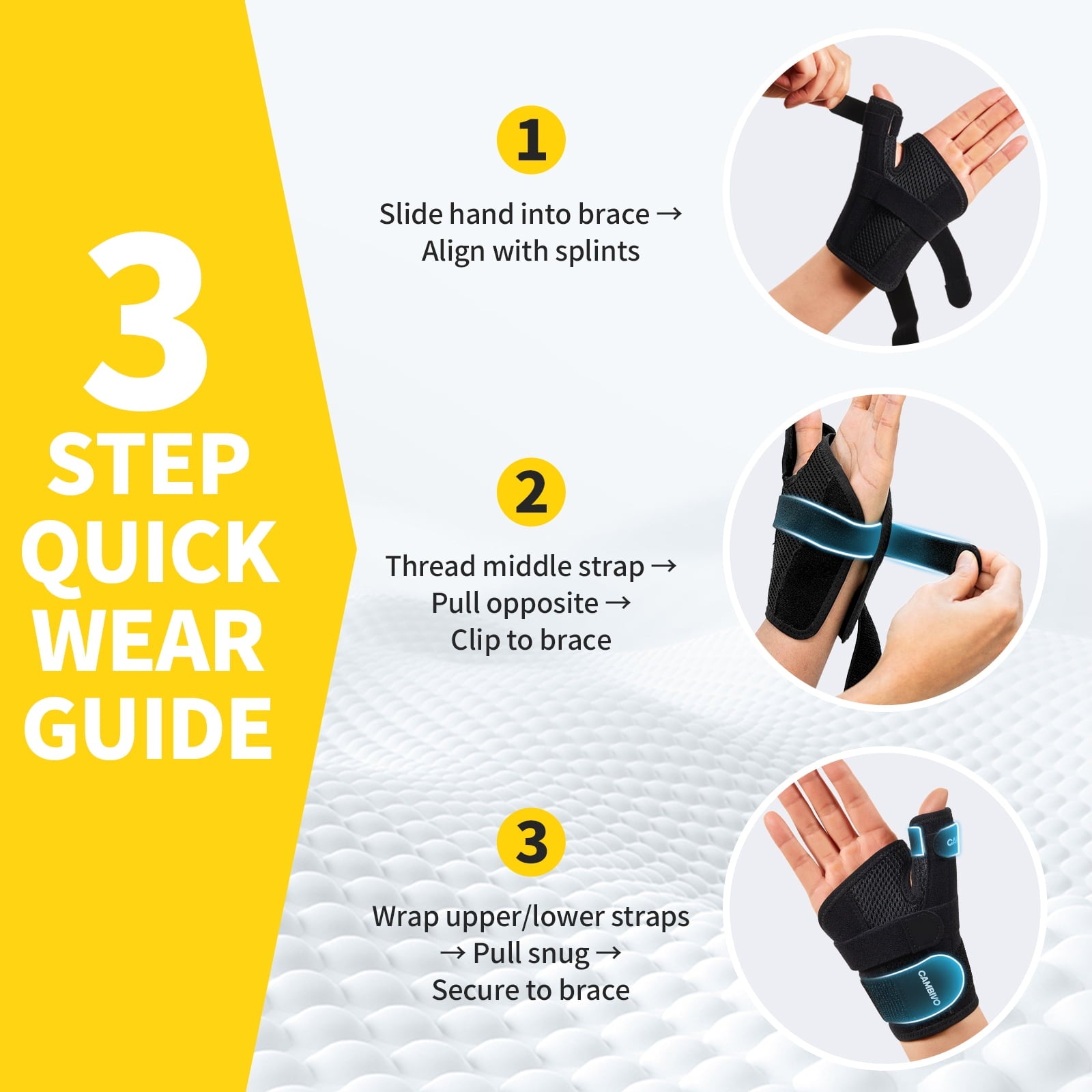 CAMBIVO Wrist Brace & Thumb Stabilizer Right Left Hand with Adjustable Straps, Wrist Support Splint for Arthritis, Tendonitis, Carpal Tunnel Pain Relief and Thumb Sprain Black S-XL