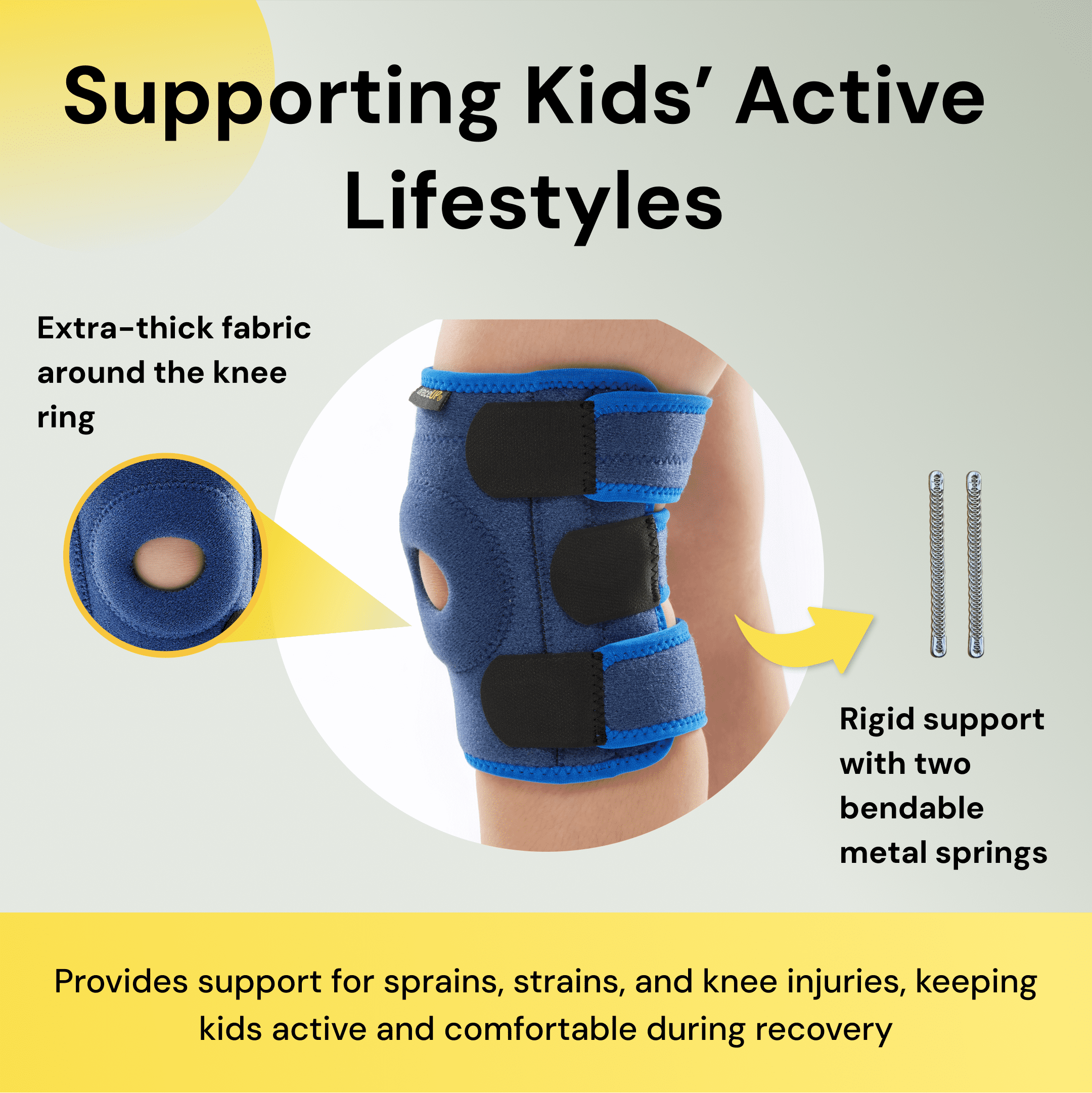 BraceUP Kids Knee Brace for Boys and Girls – Adjustable Youth Fit for Pain Relief (S)