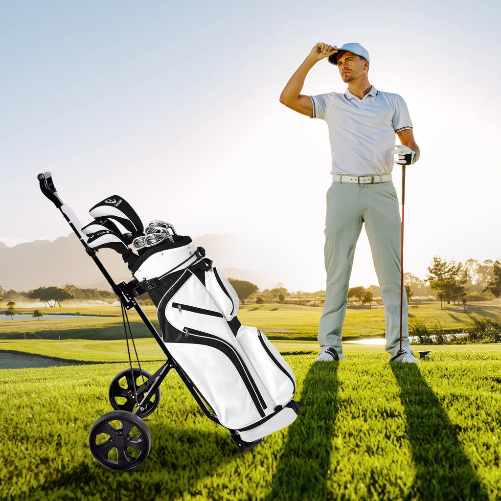 Costway 2 Wheel Golf Push Cart Foldable Portable Lightweight Golf Trolley with Scorecard Holder