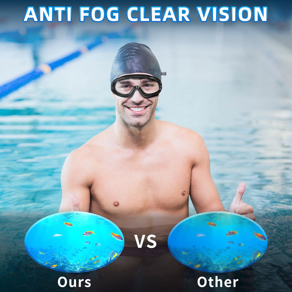 GPED Swim Goggles, 2 Pack Anti-Fog Waterproof Anti-UV Clear Vision Silicone Swimming Goggles for Adult Women Men