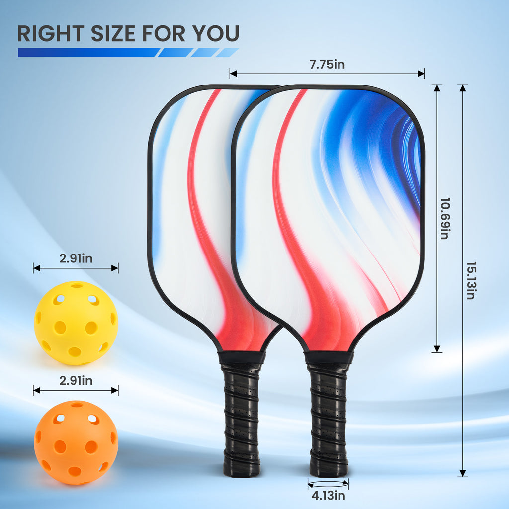 Naipo Pickleball Paddles Set with 2 Portable Pickle Ball Rackets Fiberglass Surface 4 Pickle Balls Lightweight for Family Outdoor Indoor