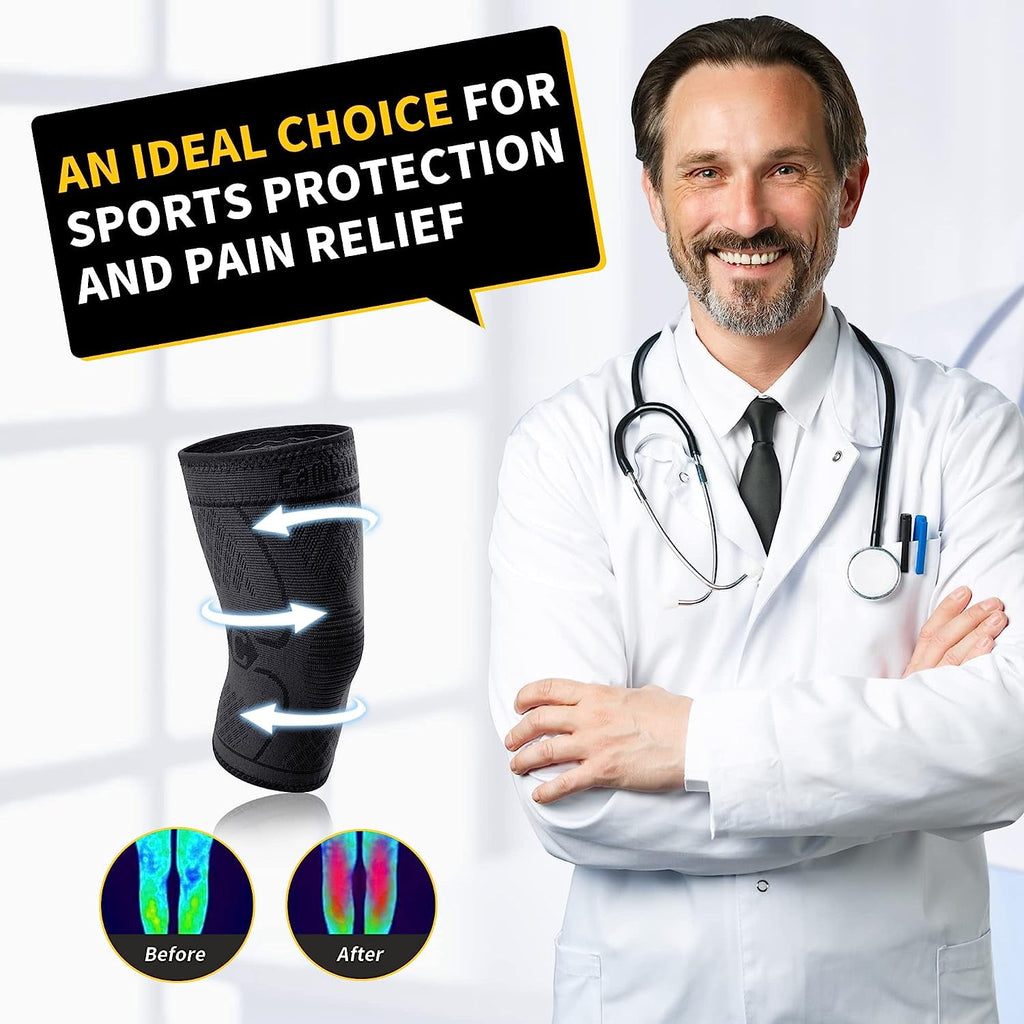 CAMBIVO Knee Brace x2, Compression Knee Sleeve Support for Running, Meniscus Tear, Arthritis, Joint Pain Relief, S-XL