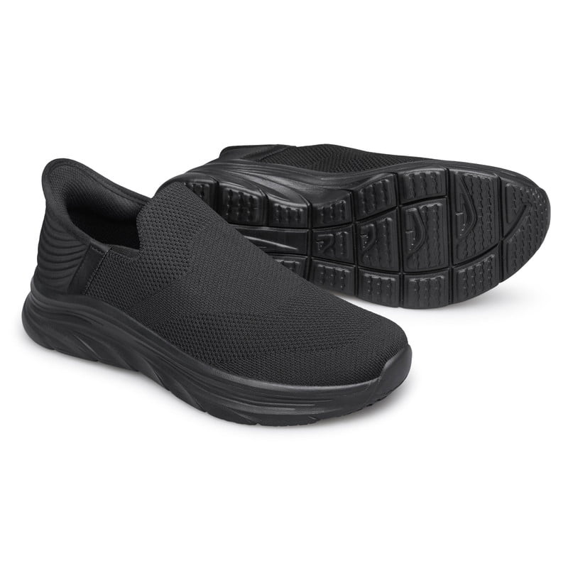 vibdiv Men's Hands Free Slip on Walking Shoes Lightweight Comfortable Tennis Casual Sneakers zapatos de hombre All Black Size 7.5