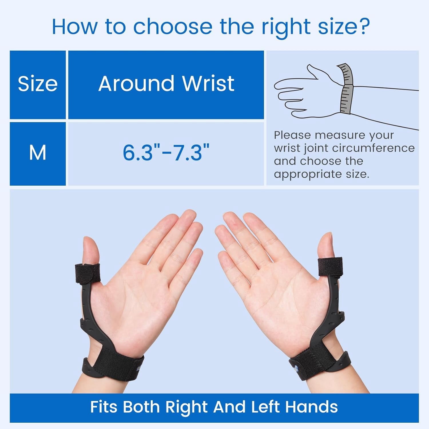 Velpeau Waterproof Thumb Brace for Arthritis Pain and Support, Semi-rigid Silicone Thumb Spica Splint Ideal for De Quervains Tenosynovitis, Tendonitis, One Size Fits Most, Fits both hands(M)