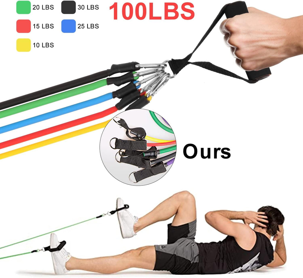 BN-LINK 100Lbs Resistance Bands Set for Working Out, Workout Bands for Men and Women, Simple Exercising Bands Set for Strength Training Equipment at Home.