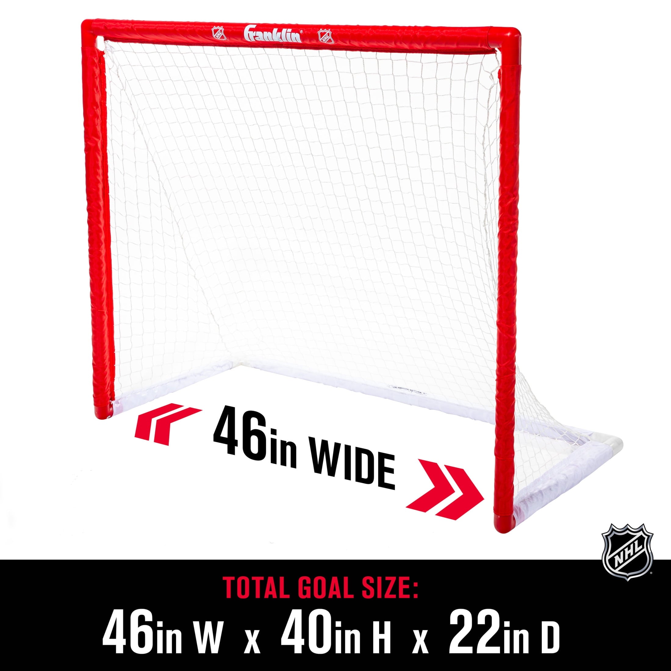 Franklin Sports NHL Youth Street Hockey Set - (2) Kids Junior Hockey Sticks, PVC Goal + Roller Hockey Ball Included - Indoor + Outdoor Net - 46"