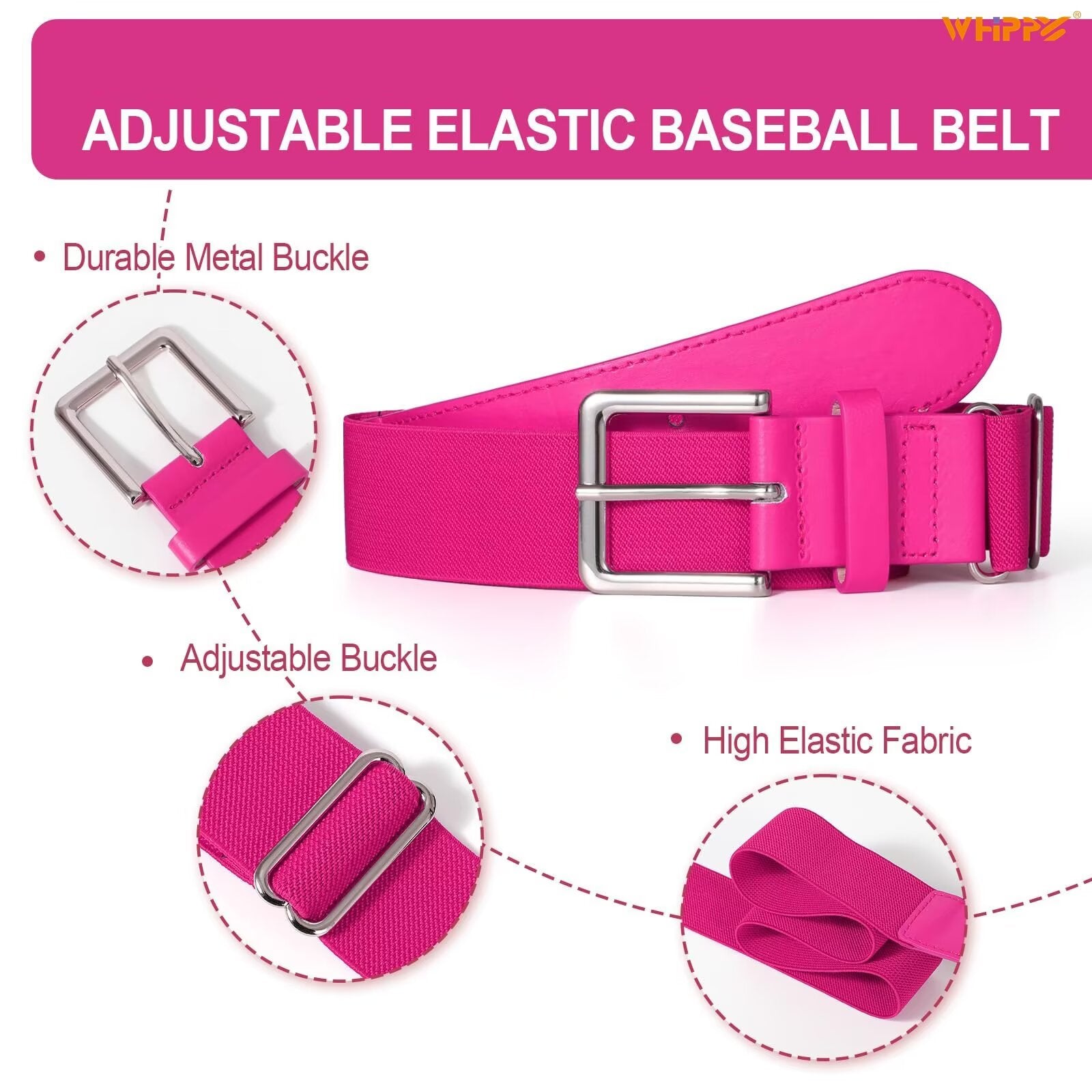 WHIPPY Baseball Belt and Socks Combo for Youth Boys Girls Softball Belt Adjustable Elastic Belt for Kids Children
