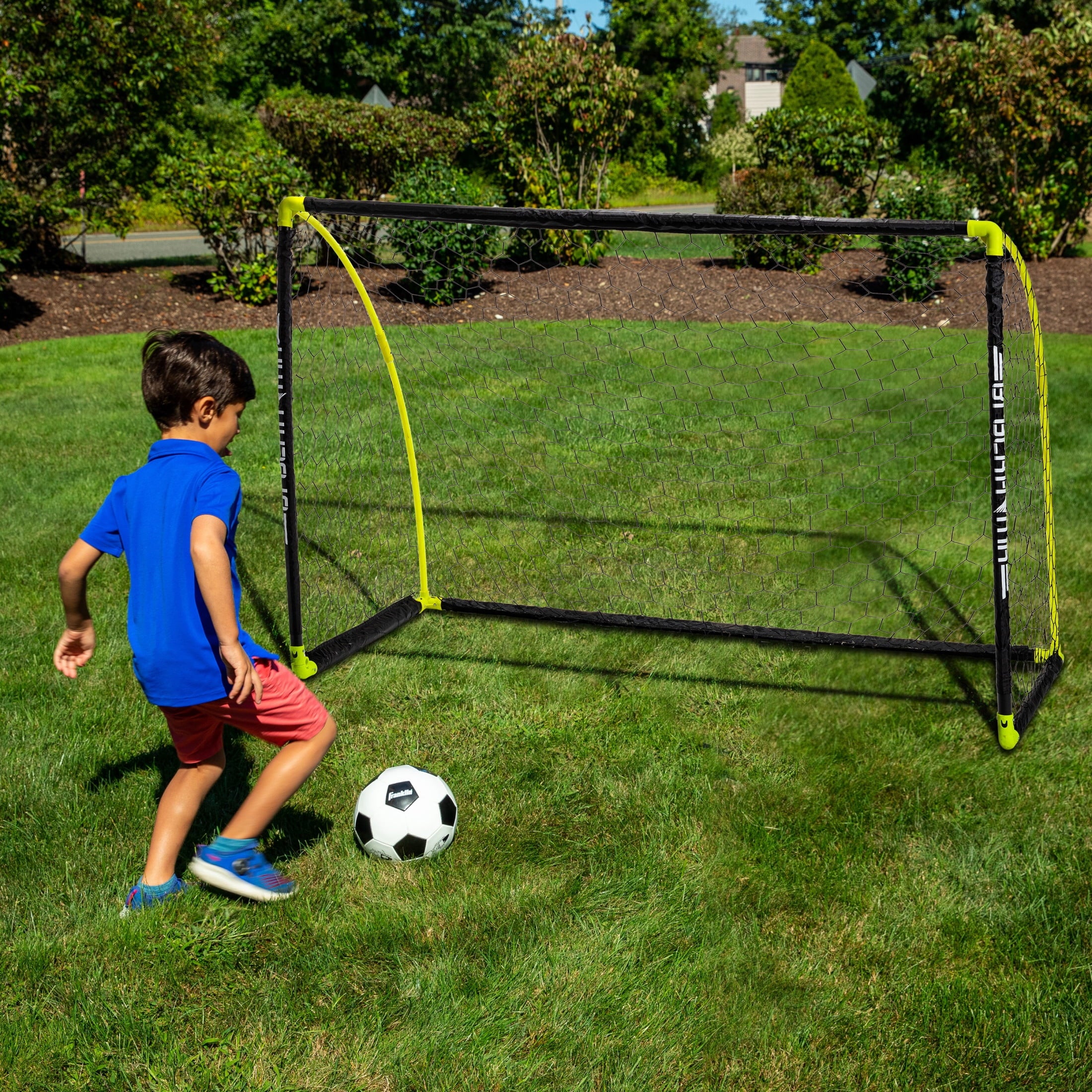 Franklin Sports Blackhawk Insta-Set Soccer Goal - Folding Indoor + Outdoor Goal - 6' x 4' - Yellow