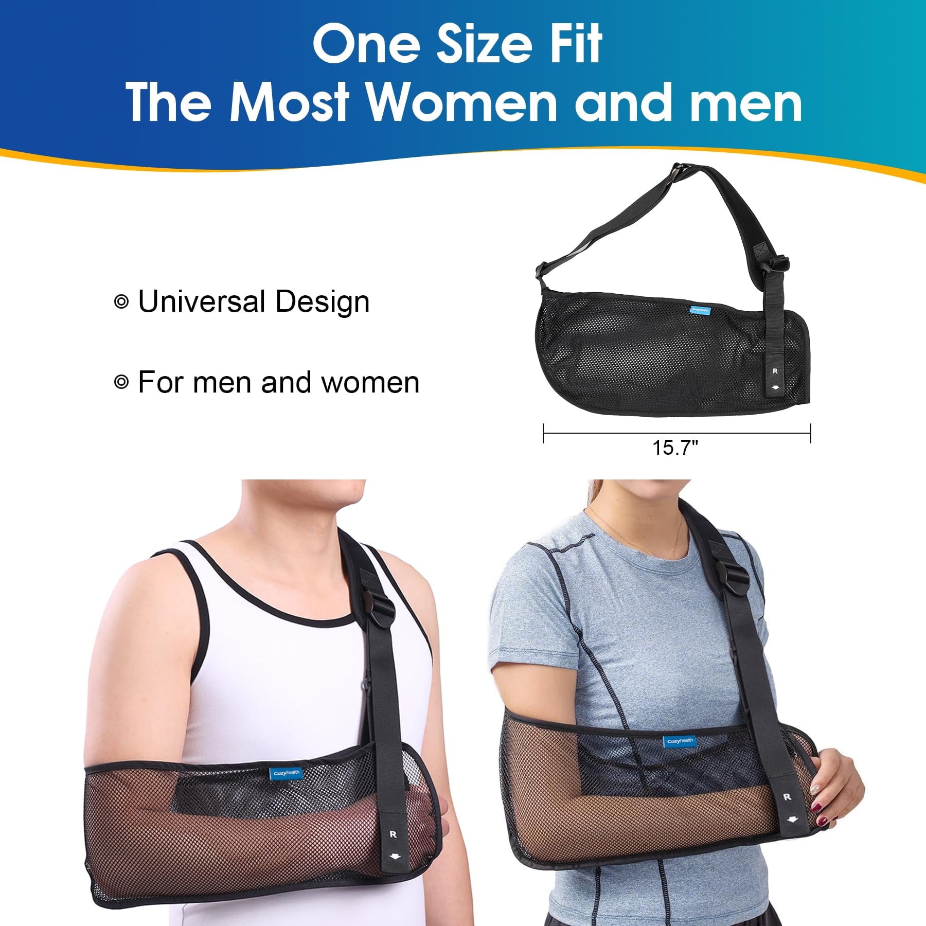 Mesh Arm Shoulder Sling Medical Shoulder Immobilizer for Shoulder Injury Torn Rotator Cuff, Breathable Arm Brace for Shower, Right Left Arm Stabilizes Elbow Arm Wrist Injury for Men Women (Black)